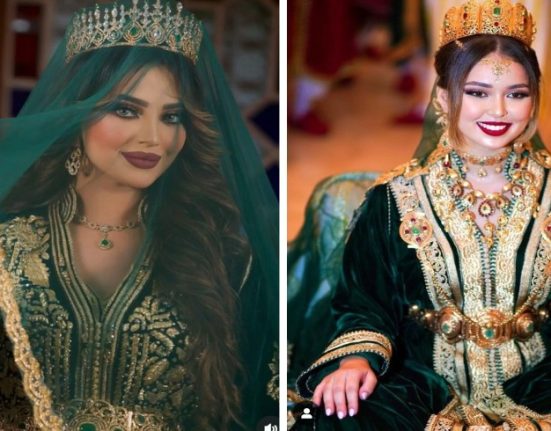 قفطان العروسة الأخضر يسطع بالأناقة والجمال في ليلة الحناء