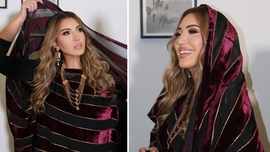 أسماء لمنور بالملحفة الصحراوية عنوان للأناقة المغربية الأصيلة